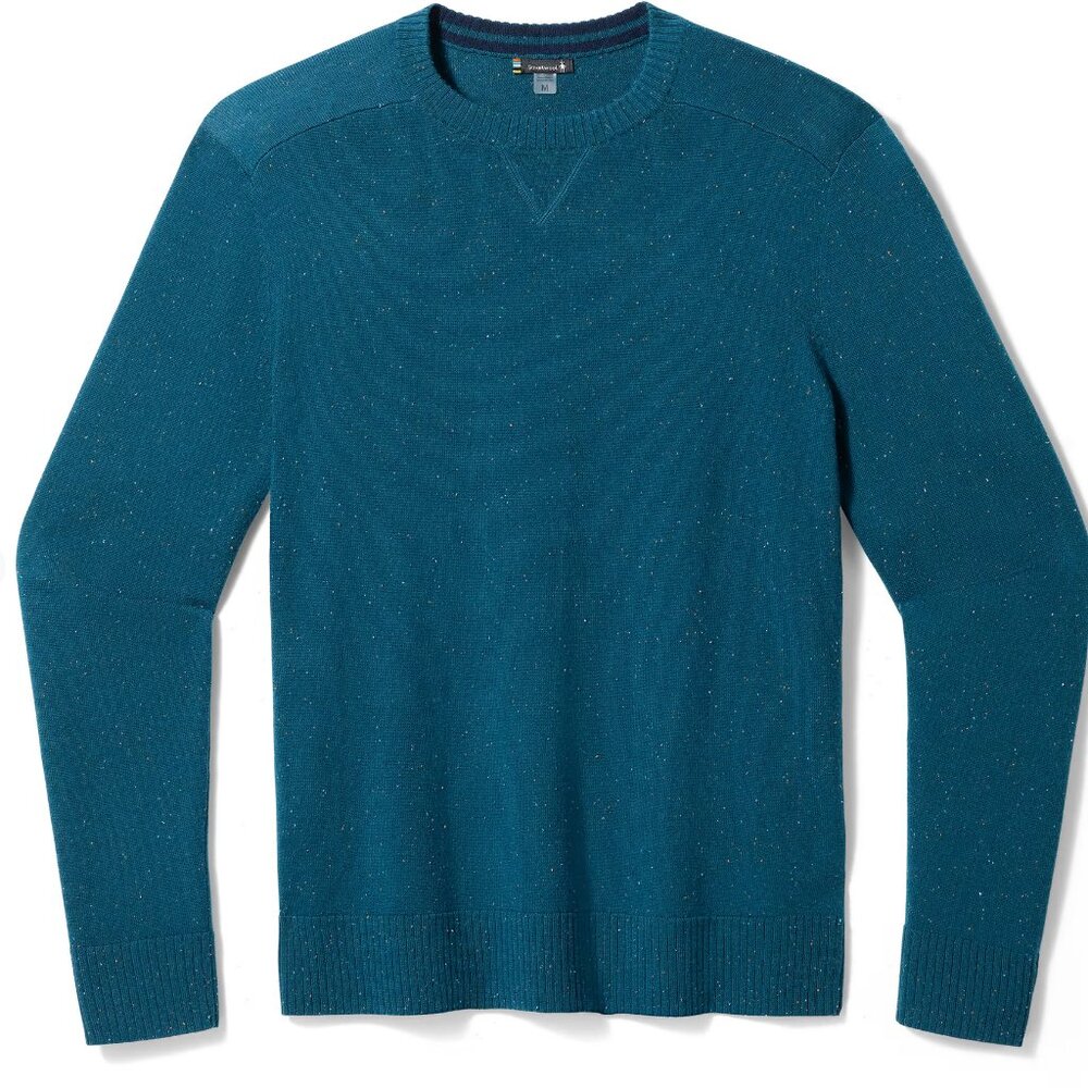 NWOT Smartwool 2025 Sparwood Crew Sweater L Twilight Blue Donegal Merino Wool - Picture 3 of 6